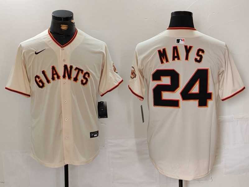 Men%27s San Francisco Giants #24 Willie Mays Cream 2024 Home Limited Stitched Baseball Jersey
